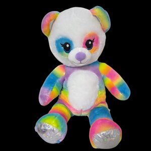 Build A Bear Kids Adult BAB Rainbow Panda Bear Plush Stuffed Animal Colorful Toy